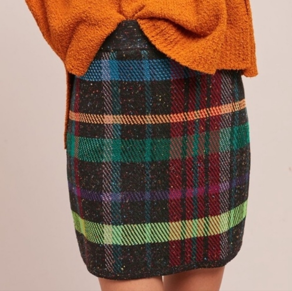 Anthropologie Cecilia Prado Plaid Mini Multicolor Skirt